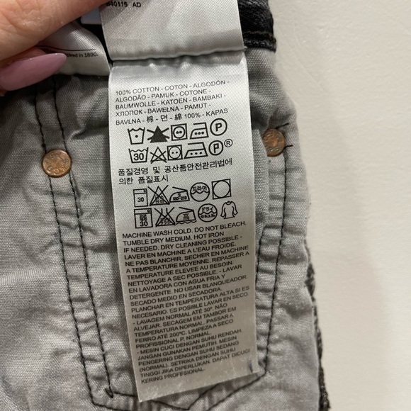 Levi’s 501 Button-Fly Cut-Off Denim Shorts Washed Black Distressed Cotton - Picture 9 of 10